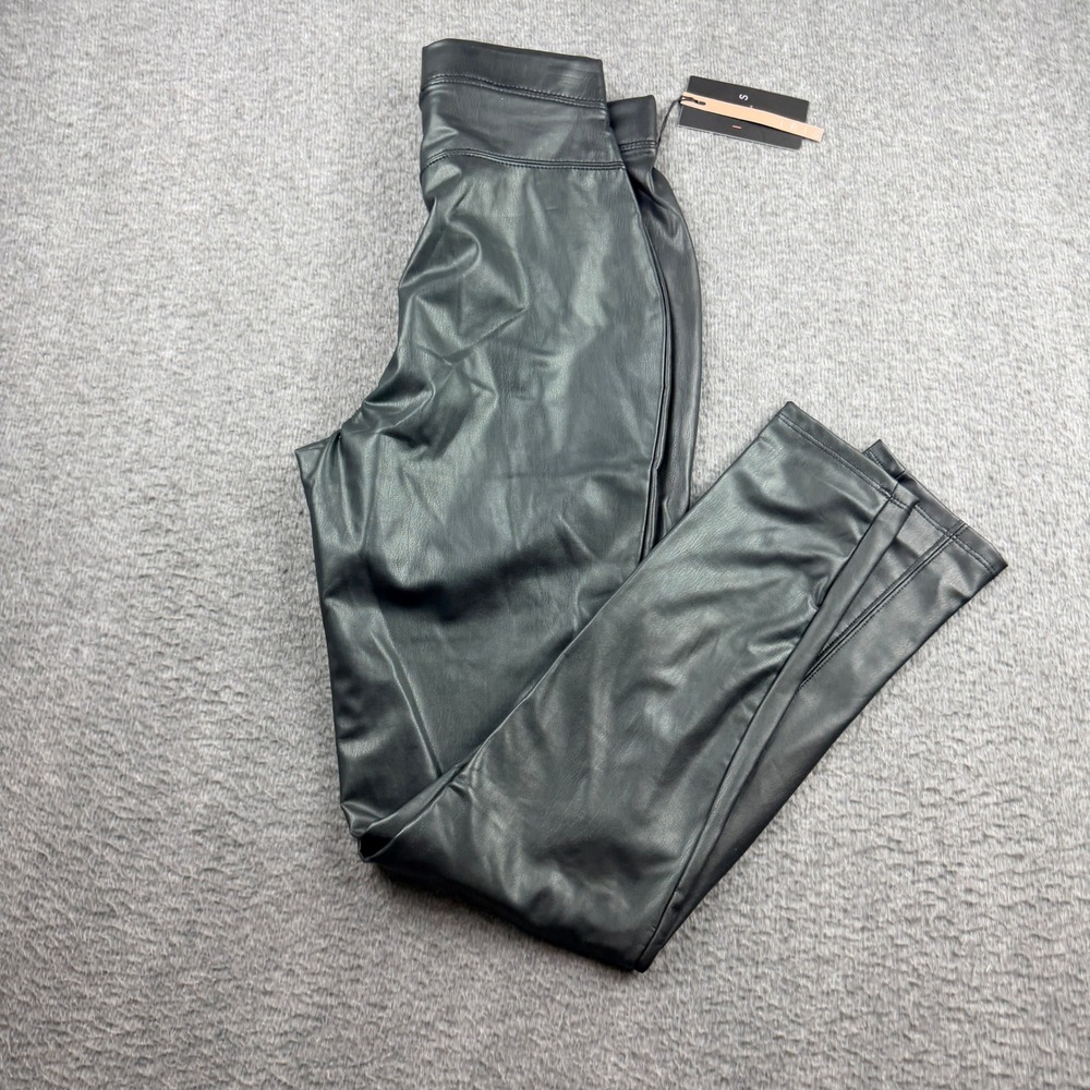 IRIS Faux Leather Leggings Women's Small Black High Rise Skinny Seam Detail NWT